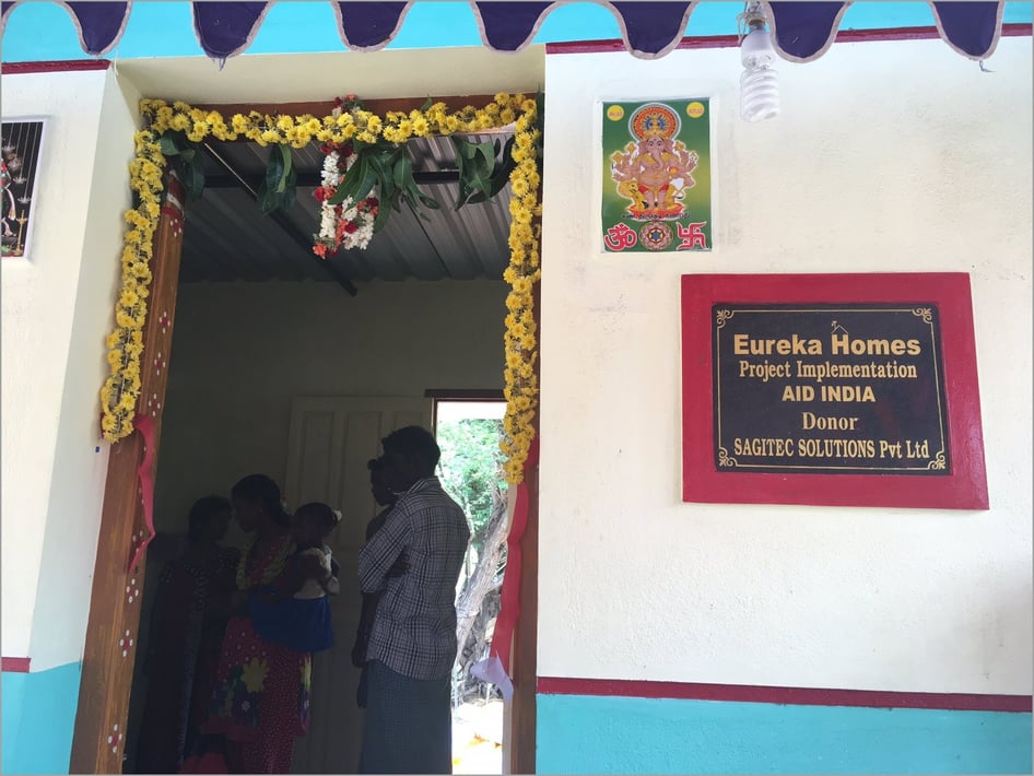 Sagitec Solutions, in collaboration with Aid India, donated money to rebuild seven houses for families who lost their homes during the 2015 Chennai floods